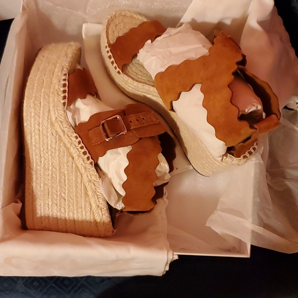 Chloe Ochre Lauren Espadrille Wedges 38 - Picture 4 of 4